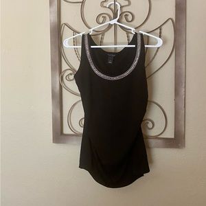 White House Black Market Women’s Embellished Tank, Black, Size L